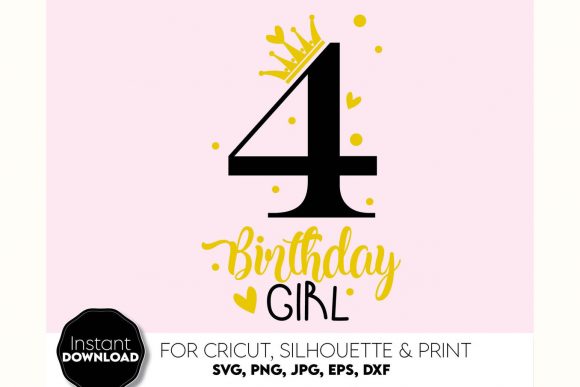 4th Birthday Princess Shirt Design for Graphics & Crafts