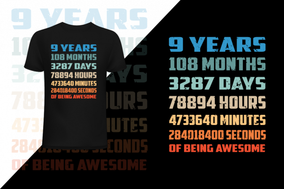 Funny 9 Years Birthday: A Versatile T-Shirt Design and Graphics Asset