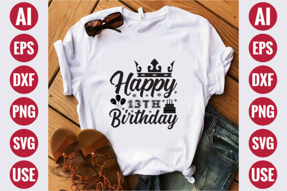 Happy 13th Birthday: Adorable Graphics for T-Shirt Designs